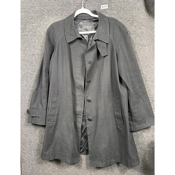 Talbots Trench Coat Rain Jacket Womens Size 16 Black Button Collared Cotton - Picture 1 of 6